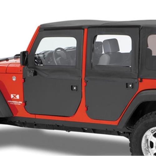 Jeep Wrangler JK 4-türer Set hintere Aufsteckfenster für High Rock Element Halbtüren Black Diamond 07-16