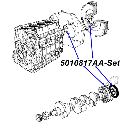 Jeep Cherokee XJ 2,5 ltr. TD Turbo Diesel Simmerring Kurbelwelle hinten Kurbelwellensimmerring Set mit O-Ringen 95-01