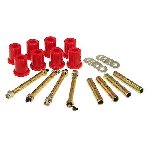 Jeep CJ Polyurethan Schäkelbuchsen Set abschmierbar für Federgehänge Blattfeder hinten rot Prothane 76-86