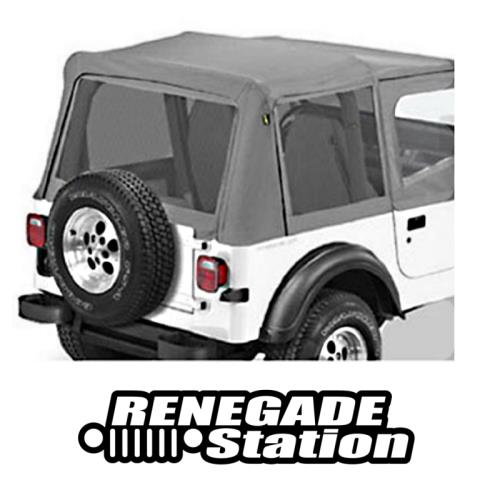 Jeep Wrangler YJ Satz Fliegengitter Mesh Scheiben für Orginal Verdeck Grau Charcoal Bestop 88-95