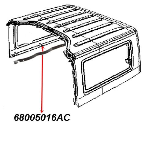 Jeep Wrangler JK 2türer untere Dichtung Hardtop seitlich unten rechts zur Karosserie Bj. 07-18