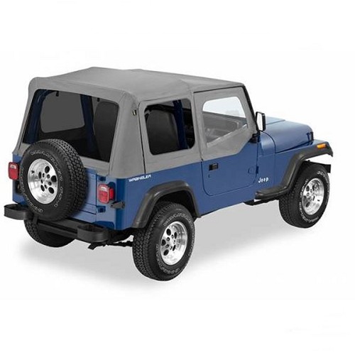 Jeep Wrangler YJ Verdeck Ersatz Verdeckhülle inkl. Aufsteckfenster mit getönten Scheiben Grau Denim 87-95