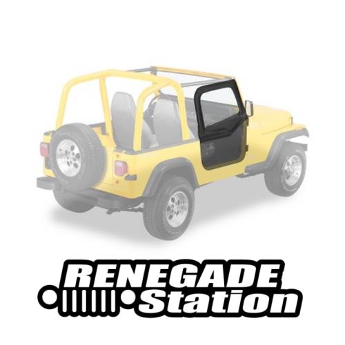 Jeep Wrangler YJ Set Aufsteckfenster runde Türecken schwarz Denim Bestop 87-95