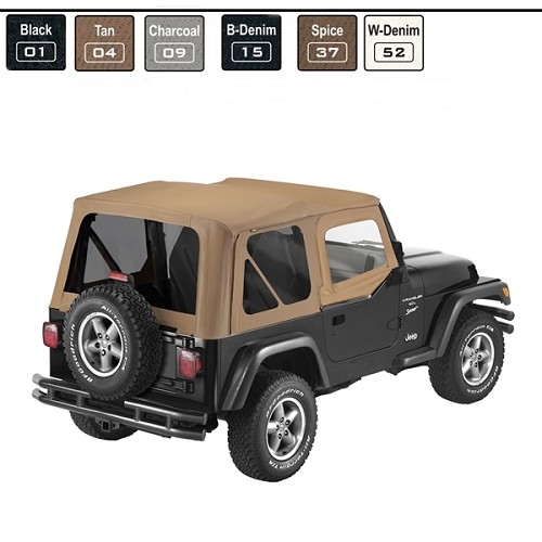 Jeep Wrangler YJ Ersatzverdeck inkl. Aufsteckfenster für Orginal Verdeck Hülle Spice Denim Bestop 87-95